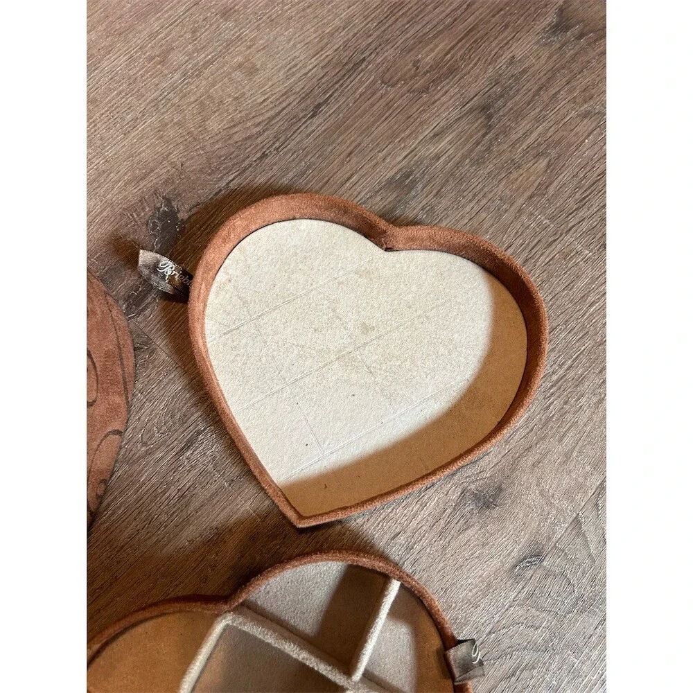 Brighton Fill Your Heart Heart Jewelry Box Brown Mirror 3 Removable Trays